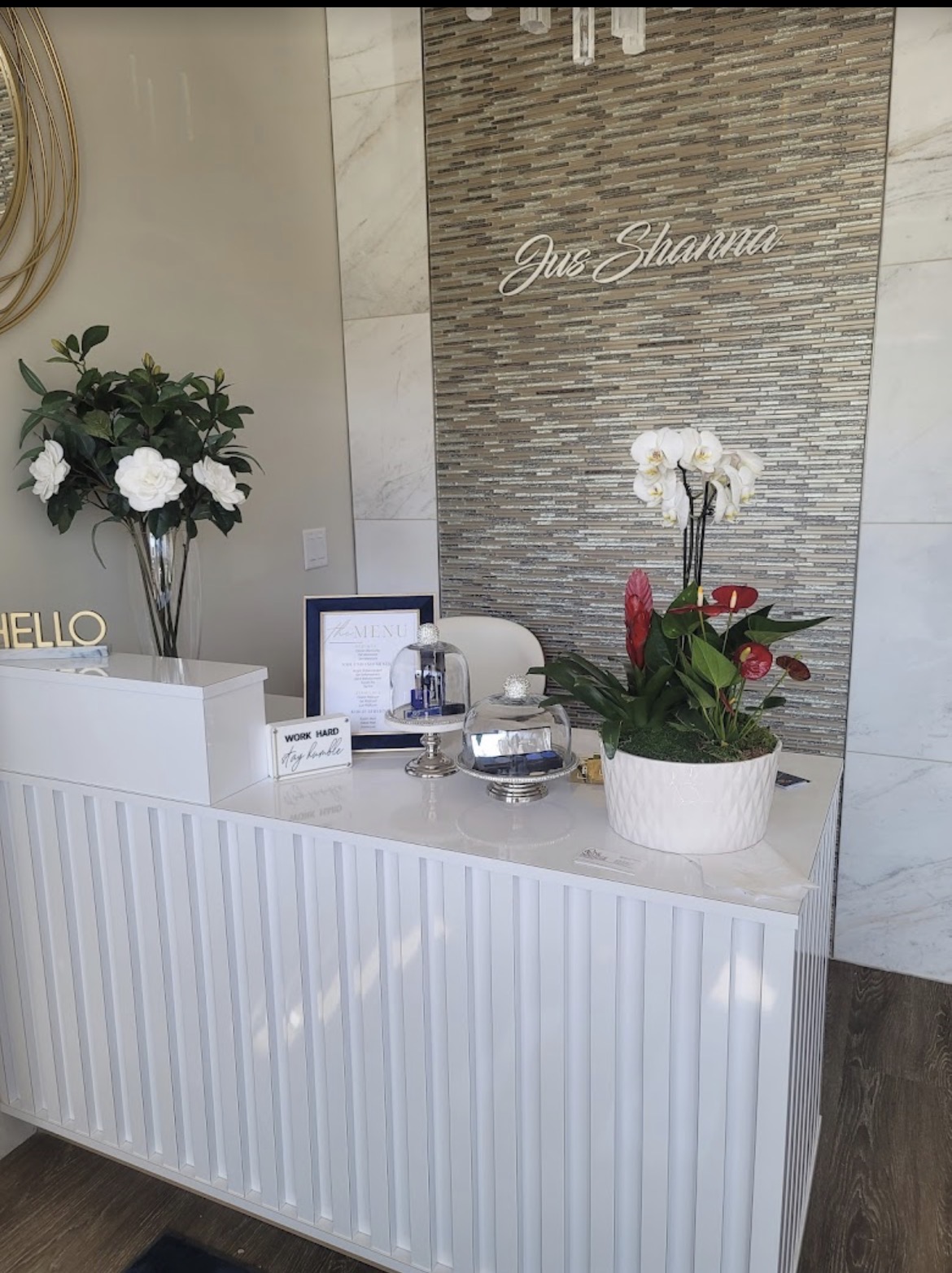 The reception desk and welcome area